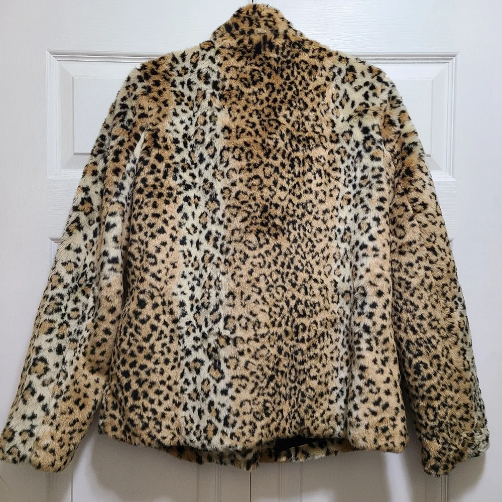 WILD HONEY LEOPARD PRINT JACKET POCKETS M Animal Print - Picture 9 of 14